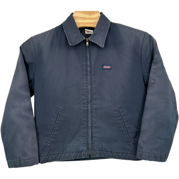 VTG 90s Men's Blue Faded Dickies Quilt Lined Cavas Detroit Workwear Jacket Sz M - Picture 1 of 9